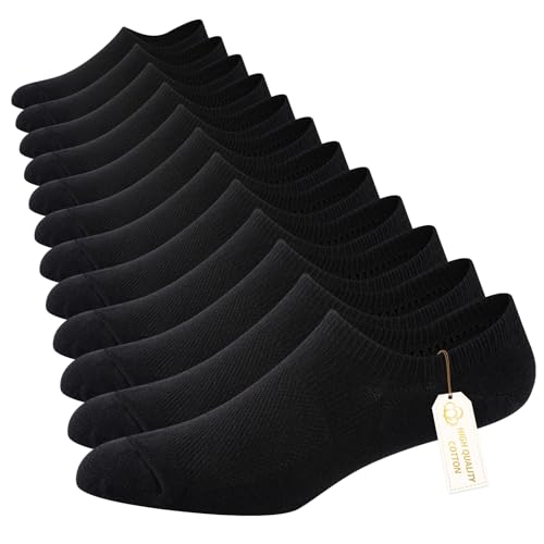 Heatuff No Show Socks Men Low Cut Ankle Short Cotton Casual Invisible Non Slip Socks (6/8 Pairs)