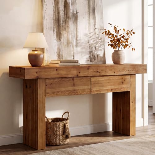 63-Inch Solid Wood Console Table with 2 Drawers