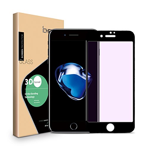 2-Pack iPhone 7 Screen Protector, Icheckey Anti-Blue Light 3D Soft Edge Full Coverage Tempered Glass Screen Protector for Apple iPhone 7 4.7