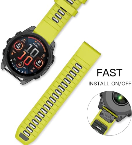 Image of Zitel Band Compatible with Garmin Fenix 8 AMOLED 51mm /8 Pro 51mm, Fenix 7X /7XPro, 6X /6X Pro, 5X /5X Plus, 3 /3 HR, Descent MK1 /2i /3i, Enduro 3 /2 - Quickfit 26mm Silicone Sport Strap