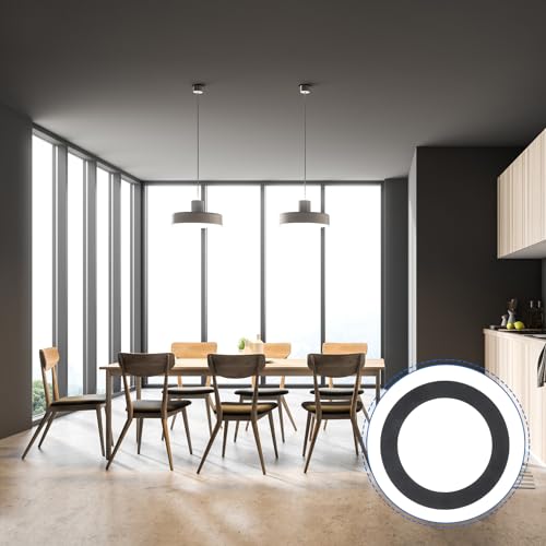 Image of PATIKIL Goof Rings Inner Diameter 3.39 inch, Outer Diameter 4.72 inch, 8 Pcs Metal Goof Rings Cover Recessed Light Trim for Ceiling Wall Fixtures Can Lighting Down Light LED, Matte Finish Black