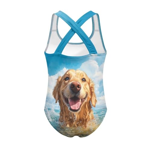 One Piece Swimsuit Girls Cute Dog Graphic Swimwear 5-14Y Kids Sleeveless Bathing Suit Cross-Back Swimsuits2