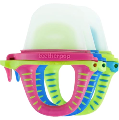 Image of Teetherpop Fillable Freezable Teethers for Babies - Breastmilk Teether with Spill-Proof Sippy Slits - Teething Popsicle for Baby, Liquids & Purees, Cooling Teething Relief Feeder Pacifier - Limon Set