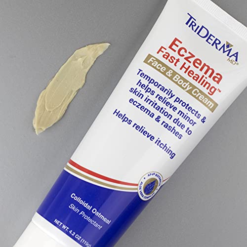 Triderma Fast Healing Eczema Cream For Face And Body - Maximum Strength Itchy Skin Relief, Irritated Dry Skin, Rashes And Eczema Flare-Up Relief With Soothing Colloidal Oatmeal, Moisturizing Ap4 Aloe Vera Gel, Non Greasy Skin Protectant 4.2 Oz #TOP4