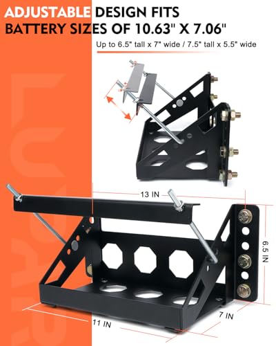 Lupar LPBMB-BK Battery Mounting Trays Bracket Heavy-Duty Metal Steel Battery Mount Box Fits Up To 10.63"×7.06"×7.5" thumb #1