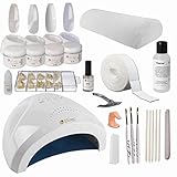 4 UV Gele für die perfekte Nagelmodellage in bewährter Studioqualität: 1x UV Gel Grundiergel 5ml, 1x UV Gel Aufbaugel 5 ml, 1x UV Gel French white 5 ml, 1x UV Gel Versiegelungsgel 5 ml
