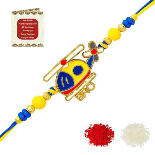 Image of Riddhika Ventures Premium Multicolour Meenakari Stylish Kids Rakhi Gifts for Brother, Sister with Roli Chawal and Greeting Card