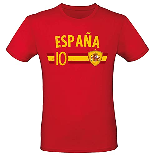 Alsino EM Fan Shirt Spanien Europameisterschaft 100% Baumwolle T-Shirt Rundhals Fanartikel Alle Größen Herren Damen Fan-Shirt Größe wählen:XL Land wählen:Spanien