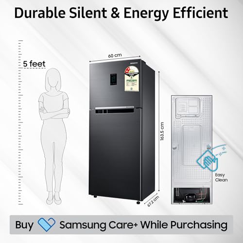 Image of Samsung 301 L, 2 Star, Convertible 5-in-1 Digital Inverter with Display Frost Free Double Door Refrigerator (RT34C4522B1 /HL, Black Matt)