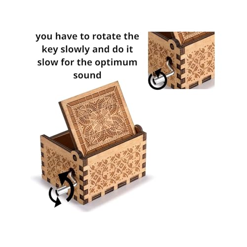 Image of Wooden HP Music Box - Hand Crank Classic Antique Carved Wood Musical Boxes - Birthday Gift for Kids and Collectors