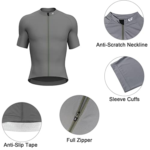 Lo.gas Cycling Jersey Men Short Sleeve, Road Bike Jerseys Full Zipper with Pockets, Bicycle Clothing Breathable Quick Dry