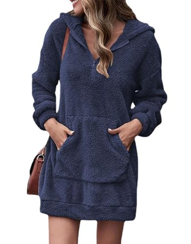 Polaire sweatshirt femme chaud et ample veste zippée casual avec poches et capuche