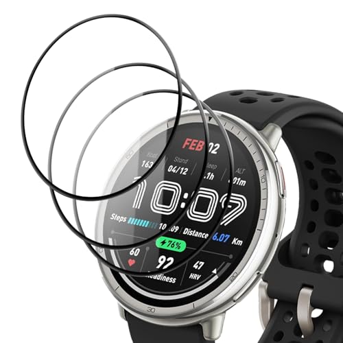 For Amazfit Active 2 �t�B���� PMMA+PC���f�� YANMONGI �h���t���J�o�[�t�B���� 3D�Ȗ� �����C�� �ϏՌ� �����x�^�b�` �����ߗ� �L�Y�h�~ �w��h�~ �C�菝�h�~ �C�A���X �\��t���ȒP�y3���Z�b�g�z