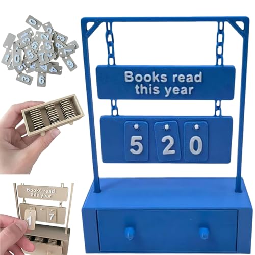 Genérico 3D Printed Reading Goal Display Sign Up to 999 Books, 3D Printed Hanging Book Counter with Digital Storage, Desktop Reading Challenge Gift for Readers,Writers and Library Lovers
