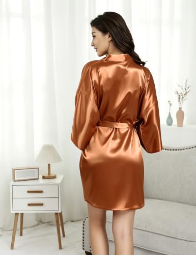Image of EPLAZA Women Silky Satin Robe Wedding Bridal Party Bride Bridesmaid Robes Kimono Loungewear Dressing Gowns