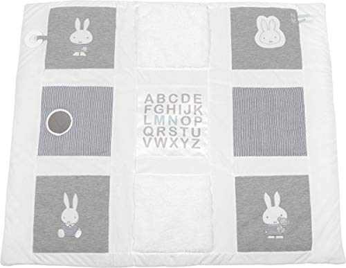 TIAMO NIJN575 Miffy Hase ABC Activity Couverture de Protection Blanc/Gris Taille 85 x 100 cm.