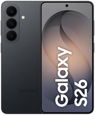 Smartphone Samsung Galaxy S26 na cor preta exibindo a tela inicial