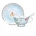 Bone China Cup and Saucer Set with Spoon, Vintage Rose Pattern Coffee Cup Set for Women Mom (7 Ounces)