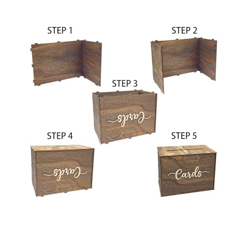 Image of Cregugua Rustic Wooden Card box 12x9x7 Inch Gift Card Box for Wedding Birthday Baby Shower Graduation Party