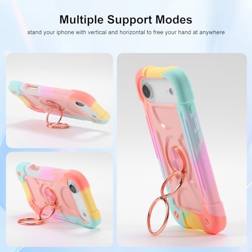 Coque iPhone 17 Air incassable résistante renforcée rose avec anneau de support - 2