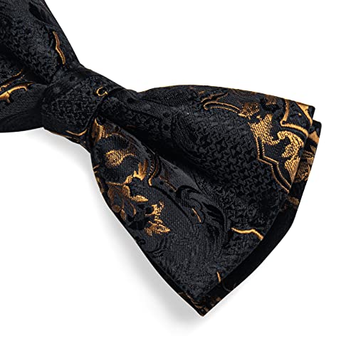 Image of DiBanGu Pre-Tied Bow Ties for Men Silk Adjustable Tuxedo Bowties Pocket Square Cufflinks Set with Lapel Pin Jacquard Woven