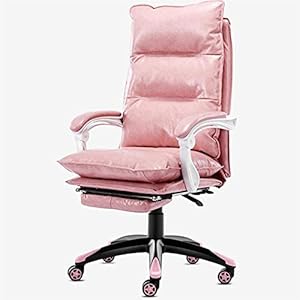 HHII Ergonomic Chair Computer Chairs with Backrest Executive Chair Leather Liftable Pc Chair Office Pink Gaming Chairs with Footrest Adjustable Angle 90° 150° Girl Gift
