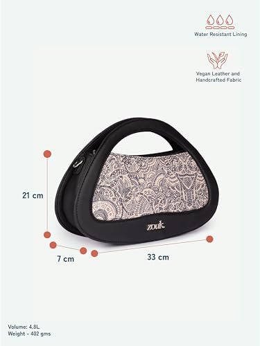 Image of ZOUK Nadia Sling Bag for Women - Stylish Crossbody with Cutout Top Handle | Handcrafted Shoulder Bag with Multiple Pockets & Water-Resistant Lining | Formal & Casual Use |