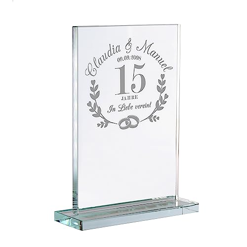 Glaspokal mit Gravur zur Kristallhochzeit, Personalisierte Pokal Deko für Paare, Geschenke zur Kristall Hochzeit, Hochzeit Trophäe, Auszeichnung zum 15 Hochzeitstag, 15. Hochzeitstag Geschenk Glaspokal mit Gravur zur Kristallhochzeit, Personalisierte Pokal Deko für Paare, Geschenke zur Kristall Hochzeit, Hochzeit Trophäe, Auszeichnung zum 15 Hochzeitstag, 15. Hochzeitstag Geschenk