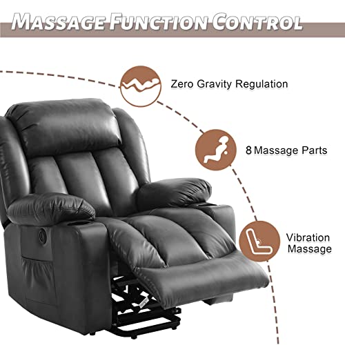 Ashomeli Large Lift Recliner Chair For Elderly With Massage And Heating Function (Grey) #TOP6