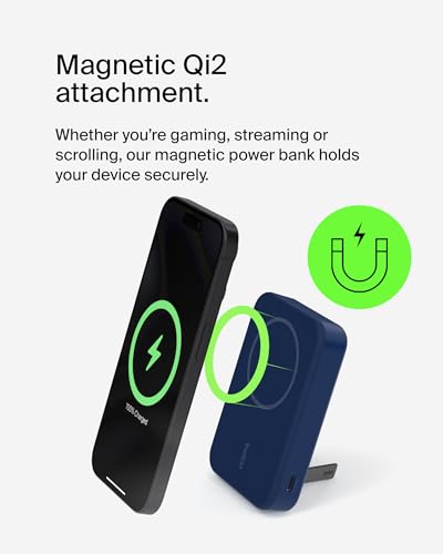 Image of Belkin 10000mAh 15W Qi2 MagSafe Power Bank w /Built-in Kickstand