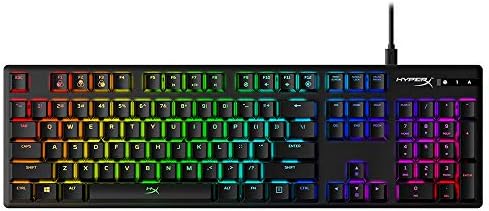 HyperX Alloy Origins Mechanical USB Gaming Keyboard Software Controlled Light and Macro Customization, Compact Form Factor, Linear Switch, Red - RGB LED Backlit, Black (HX- KB6RDX-US)