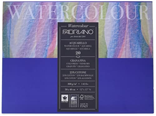 Papier watercolour Fabriano 300g grain fin d'exception pour artistes exigeants