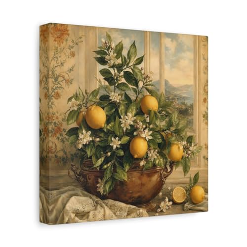 Toile nature citron jaune déco multicolore au-dessus du canapé de salon
