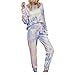 Donne Tie Dye Pigiama Set Manica Lunga Pigiama Pantaloni Donna Casual Lungo, Viola, M
