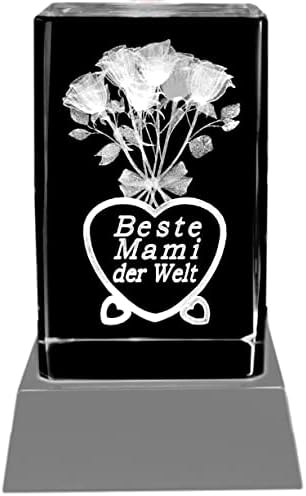 Kaltner Präsente Stimmungslicht – Kristall Glasblock Mit 3D-Lasergravur (z.B. 'Ich Liebe Dich'), Inkl. LED-Untersetzer, 8x5x5 Cm, Batteriebetrieben