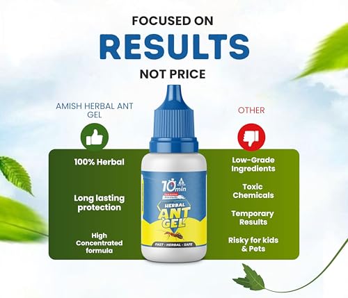 Image of Amish Herbal Ant Gel Pack of 5 | 10 Min Max Bait Formula | Powerful Organic Repellent & Cleaner | Removes Red, Rekha, Laxman, Antox Pests | Natural Dawa Protector for Home & Kitchen