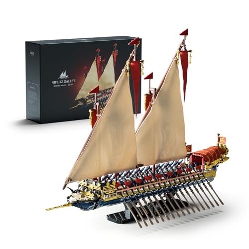 Nifeliz Kit de Construcción de Barco Velero Galera para Adultos, Modelo de Nave Insignia Estilo Galeaza para Exhibición y Colección, Regalo para Entusiastas de los Barcos (1.536 Piezas, NF10338)