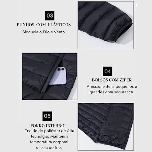 Jaqueta Puffer Bobojaco Corta Vento Nylon Frio Reforçada TAMANHO G