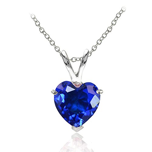 Ice Gems Sterling Silver Simulated Gemstone 7mm Heart Pendant Necklace