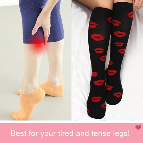 Image of Junely Compression Socks for Women Knee High Festival for Running Athletic Nurses Pregnant Women Work Support Travel Flight
