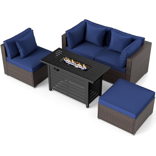 Tangkula 5 Piece Patio Rattan Sectional Sofa...