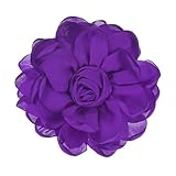 M METERXITY Broches y Horquillas de Flores de Rosa para Mujeres, Alfileres de Solapa de Tela de Satén Elegante Flores Grandes de Camelia para Cabello para Bodas [10cm, Morado]