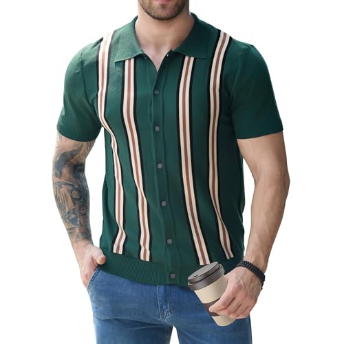 Mens Vintage Knit Shirts – 70s Short Sleeve Polo...