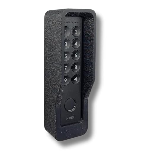 Generisch Wandhalterung kompatibel mit Nuki Keypad 2 – Diebstahlschutz-Abdeckung mit Torx-Sicherheitsschraube – mit Witterungsschutz – Putzähnliche Oberfläche - Schwarz (mit Dach, fein)