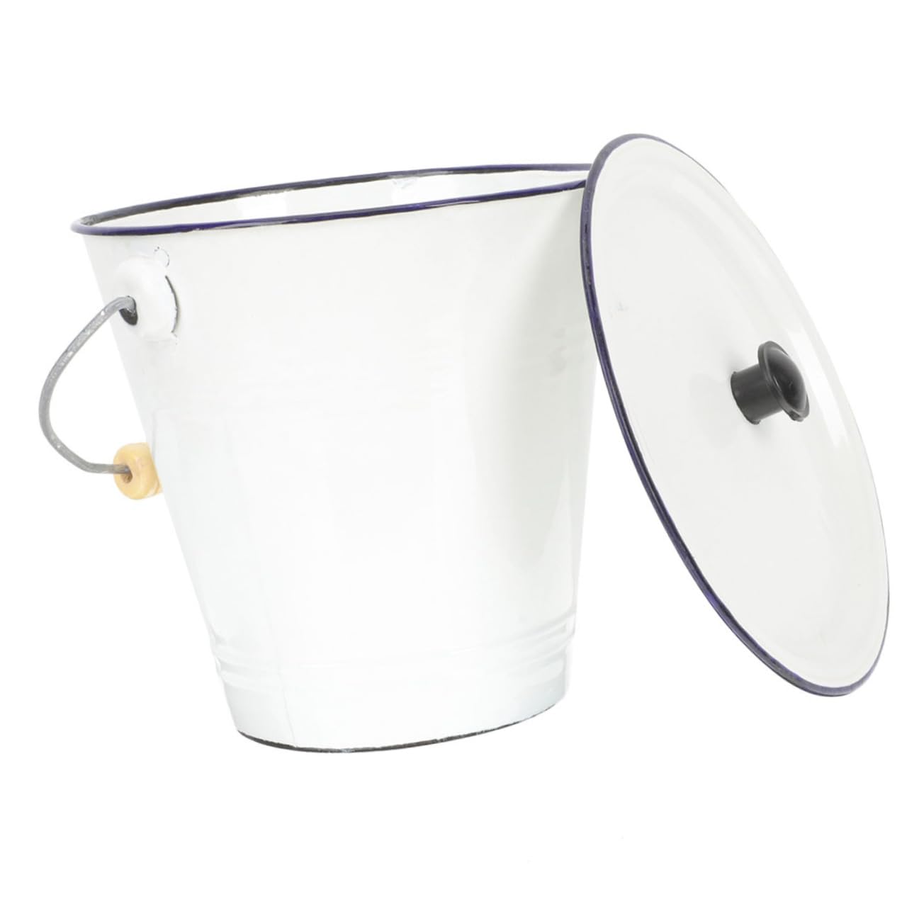 IWOWHERO Metal Milk Jug Lid Enamel Bucket for Water Milk Storage Party Home Dorm Industrial Use