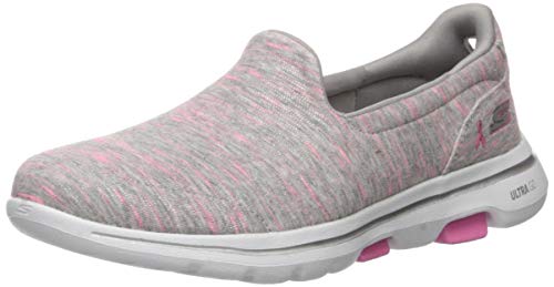 Skechers Women's GO Walk 5-15044 Shoe, Gray/Pink, 7 M US