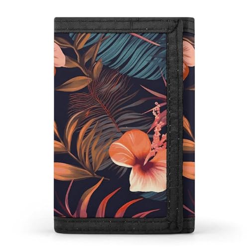 Tropical Flower Trifold Wallet for Men - Money Clip Slim Wallets with Multiple Card Slots Minimalist Small Front Pocket Wallet for Everyday Carry
