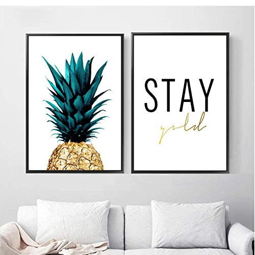 Toile Moderne Ananas Art Mural Raffiné | Peinture Imprimée Salon Chambre 50x70cm