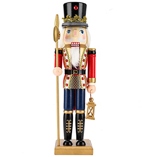 Cascanueces Decoraciones Navidad Wikay 38 cm Cascanueces Soldado Figura Tradicional Navidad de Madera Decoraciones Navidad para Cascanueces Escritorio Decoración de Colección para Navidad Cover