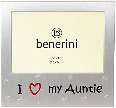 benerini ' I Love My Auntie ' - Photo Picture Frame Gift - 5 x 3.5 - Aluminium Silver Colour Gift for Her